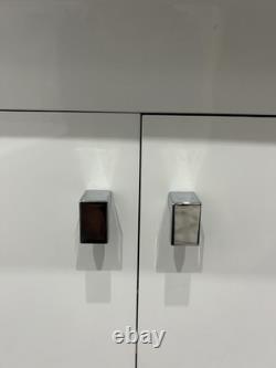 Meuble vasque avec WC adossé au mur, ensemble de meubles de rangement, finition blanc brillant premium