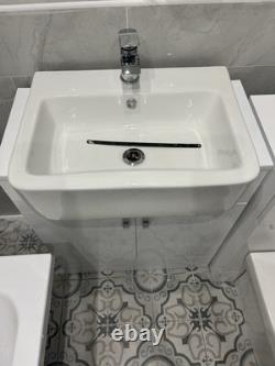 Meuble vasque avec WC adossé au mur, ensemble de meubles de rangement, finition blanc brillant premium