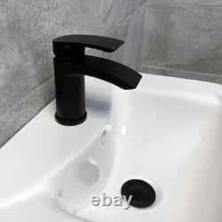 Meuble vasque blanc avec poignées noires 550 mm, dos ouvert, ensemble salle de bains WC