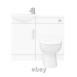 Meuble vasque blanc brillant W920 x P200 mm pour suite de toilettes avec WC à cuvette en D