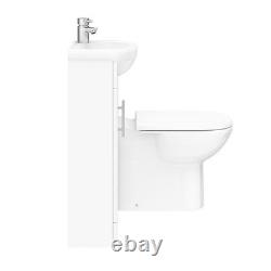 Meuble vasque blanc brillant W920 x P200 mm pour suite de toilettes avec WC à cuvette en D