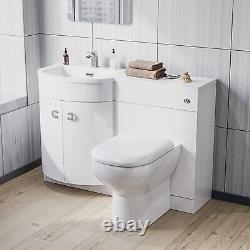 Meuble vasque blanc combiné Nes Home 1100mm avec toilettes BTW en kit plat