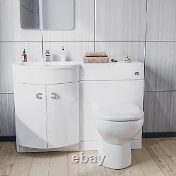 Meuble vasque blanc combiné Nes Home 1100mm avec toilettes BTW en kit plat