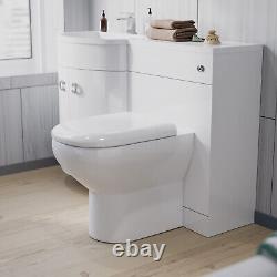 Meuble vasque blanc combiné Nes Home 1100mm avec toilettes BTW en kit plat