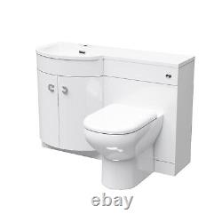 Meuble vasque blanc combiné Nes Home 1100mm avec toilettes BTW en kit plat