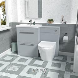 Meuble vasque de salle de bain Nes Home 1100 mm gris mat, meuble WC et toilette adossée au mur