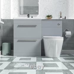 Meuble vasque de salle de bain Nes Home 1100 mm gris mat, meuble WC et toilette adossée au mur