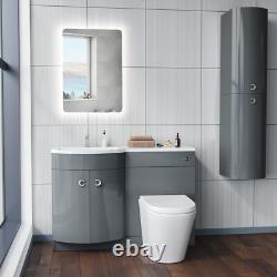 Meuble vasque de salle de bain Nes Home Grey 1100 mm et WC à poser contre le mur