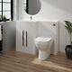 Meuble Vasque Et Toilettes Btw En L Blanc Brillant, Avec Unité De Toilette En Forme De L à Main Gauche