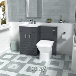 Meuble vasque gris foncé Nes Home, meuble WC et toilette sans rebord à poser contre le mur
