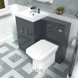 Meuble vasque gris foncé Nes Home, meuble WC et toilette sans rebord à poser contre le mur