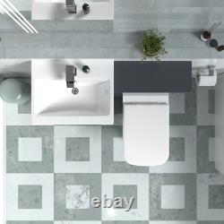 Meuble vasque gris foncé Nes Home, meuble WC et toilette sans rebord à poser contre le mur
