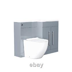 Meuble vasque gris sur pied Aric 1100mm avec toilettes BTW, WC et lavabo