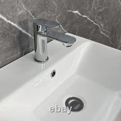 Meuble vasque noir pour salle de bain 500 mm avec WC à dos ouvert et poignées chromées