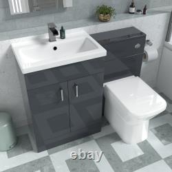Meuble vasque sur pied Nes Home 1100 mm gris foncé avec WC adossé au mur
 
<br/> 
