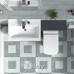 Meuble vasque sur pied Nes Home 1100 mm gris foncé avec WC adossé au mur<br/>
 

