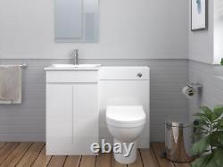 Meuble vasque toilette WC à chasse d'eau toilette suspendu ensemble de cuvette blanc brillant