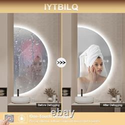 Miroir LED demi-lune 32×16 pour salle de bain, miroir de maquillage LED avec fonction anti-buée, rétroéclairé