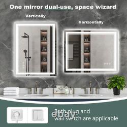 Miroir de Maquillage LED Murale de 14x10 Pouces avec Éclairage Avant et Arrière