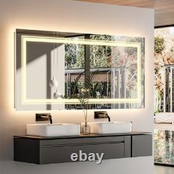 Miroir de Salle de Bain LED Super Large Miroir de Maquillage HD avec Lumière Avant et Arrière UK