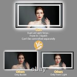 Miroir de Salle de Bain LED Super Large Miroir de Maquillage HD avec Lumière Avant et Arrière UK