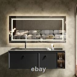 Miroir de Salle de Bain LED Super Large Miroir de Maquillage HD avec Lumière Avant et Arrière UK