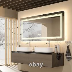Miroir de Salle de Bain LED Super Large Miroir de Maquillage HD avec Lumière Avant et Arrière UK