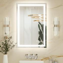 Miroir de salle de bain 60x90cm avec lumières LED, miroir de maquillage antibuée avec éclairage arrière