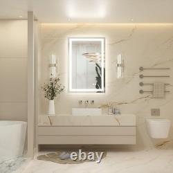 Miroir de salle de bain 60x90cm avec lumières LED, miroir de maquillage antibuée avec éclairage arrière