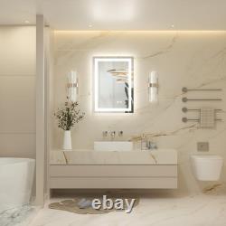 Miroir de salle de bain Keonjinn 50 x 70 cm avec lumières LED, miroir de toilette antibuée avec dos et