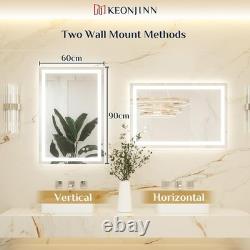 Miroir de salle de bain Keonjinn 60x90cm avec éclairage LED, miroir de maquillage antigivre arrière