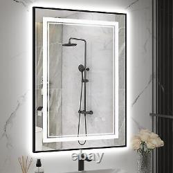 Miroir de salle de bain LED arqué avec lumière avant et arrière, anti-buée, miroirs de vanité murale nouveaux