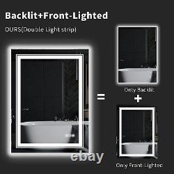 Miroir de salle de bain LUVODI LED 500x700mm avec éclairage avant et arrière dimmable