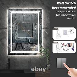 Miroir de salle de bain LUVODI LED 500x700mm avec éclairage avant et arrière dimmable