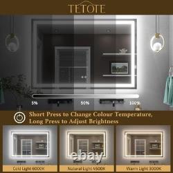 Miroir de salle de bain TETOTE 50 x 70 cm, éclairage LED intelligent, anti-buée, éclairé à l’avant et à l’arrière