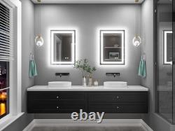 Miroir de salle de bain TETOTE 50 x 70 cm, éclairage LED intelligent, anti-buée, éclairé à l’avant et à l’arrière