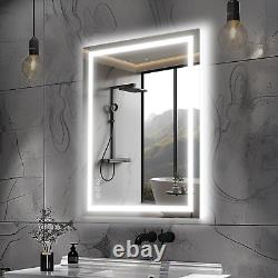 Miroir de salle de bain de 36X28 pouces, miroir de maquillage éclairé avec éclairage avant et arrière, étape