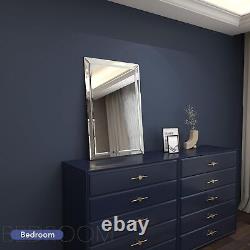 Miroir de salle de bain sans cadre 24x36 pouces avec biseau de haute précision et bordure polyvalente 3D