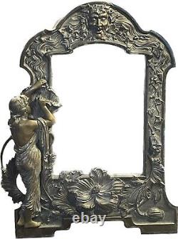 Miroir de table de toilette à dos de chevalet Art Nouveau vintage