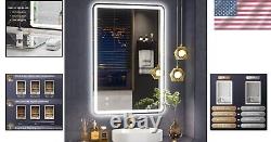 Miroir de vanité LED anti-buée dimmable 16x24 pouces pour salles de bains élégantes/salons de coiffure