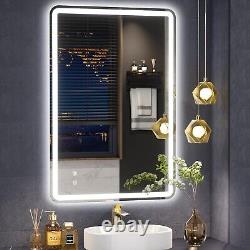 Miroir de vanité LED anti-buée dimmable 16x24 pouces pour salles de bains élégantes/salons de coiffure