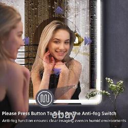 Miroir de vanité LED anti-buée dimmable 16x24 pouces pour salles de bains élégantes/salons de coiffure