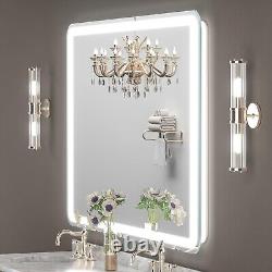 Miroir de vanité LED anti-buée dimmable 16x24 pouces pour salles de bains élégantes/salons de coiffure