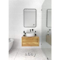 Miroir de vanité de l'entrepôt de verre 22Lx32H Cadre carré flottant Salle de bain noir