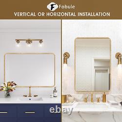 Miroir mural rectangulaire en or pour salle de bain 24X36 Design Rivet Contemporain à accrocher