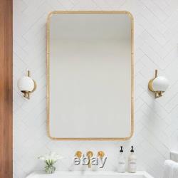 Miroir mural rectangulaire en or pour salle de bain 24x36 24 x 36 po Rectangle-or
