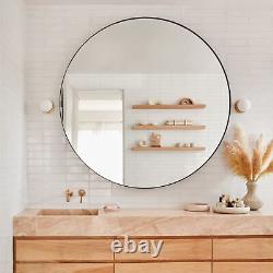 Miroir mural rond en nickel brossé de 30 pouces TEHOME, argent brossé