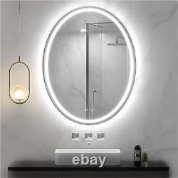 Miroir ovale LED pour salle de bain 24 X 32 pouces Lumière avant et arrière Miroir ovale éclairé