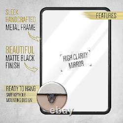 Miroir rectangulaire noir de 20x30 pouces avec cadre profond, miroir de vanité noir, noir