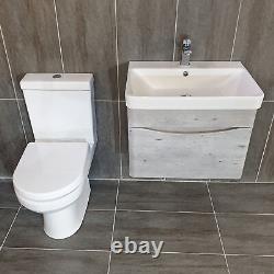 Moonstone Mur De Béton Sans Poignée Hung Vanity Basin Cloakroom + Toilettes Sans Rimless